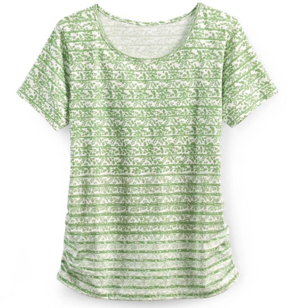 Women's Country Store Catalog Meadow Green/White Top, Short Sleeve, 1X